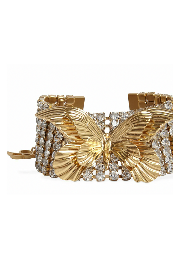 Blumarine Crystal Rhinestone Large Butterfly Choker Necklace