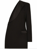 Dolce & Gabbana Black One Shoulder Asymmetric Suit Blazer Dress