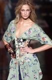 Roberto Cavalli Silk Green Pink Black Multicolor Floral Print Wrap Skirt SS2003