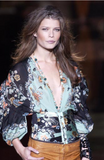 Roberto Cavalli Silk Green Pink Black Multicolor Floral Print Wrap Skirt SS2003