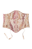 Dilara Findikoglu Tan Beige Pink Multicolor Abstract Embroider Print Waist Corset