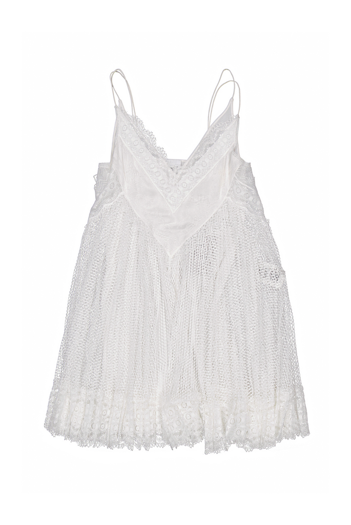 Burberry White Mesh Cut Out Lace Babydoll Dress