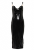 Versace Black Latex Gold Logo Bodycon Bustier Midi Dress
