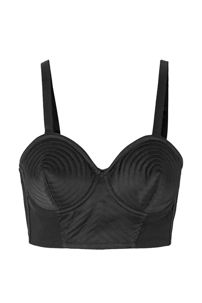 Jean Paul Gaultier Black Satin Stitch Pattern Bustier Cone Bra