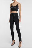 Jean Paul Gaultier Black Satin Stitch Pattern Bustier Cone Bra