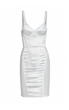 Burberry White Silk Mesh Cut Out Boudoir Bodycon Dress