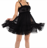 Burberry Black Seer Ruffle Tulle Bustier Dress
