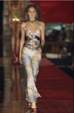 Roberto Cavalli Blue Yellow Abstract Versailles Print Corset Top SS2003