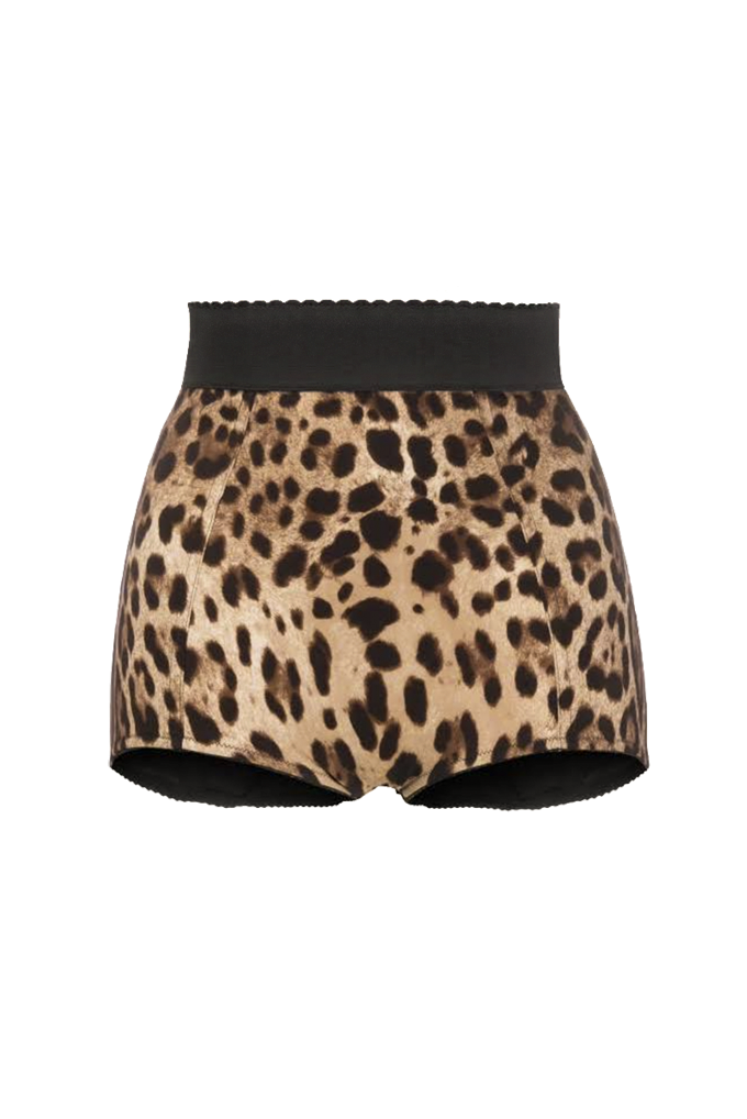 Dolce & Gabbana Black Brown Leopard Print Mini Shorts