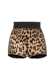 Dolce & Gabbana Black Brown Leopard Print Mini Shorts