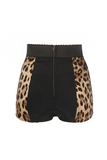 Dolce & Gabbana Black Brown Leopard Print Mini Shorts