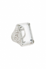 Christian Dior Silver Pavé Crystal Logo Rectangular Cut Cocktail Ring