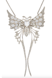 Roberto Cavalli Silver Crystal Rhinestone Butterfly Pendant Necklace