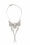 Roberto Cavalli Silver Crystal Rhinestone Butterfly Pendant Necklace