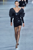 Saint Laurent Black Sequin Pleated Winged Shoulder Mini Dress SS2018