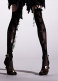Aniye Records Nude Pink Sheer Bow Garter Tights Stockings