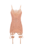 Aniye Records Pink Beaded Crystal Lace Garter Bow Embellished Dress