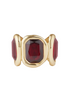 Givenchy Gold Red Gemstone Chunky Slip On Cuff Bracelet