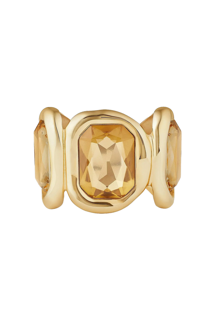 Givenchy Gold Yellow Gemstone Chunky Slip On Cuff Bracelet
