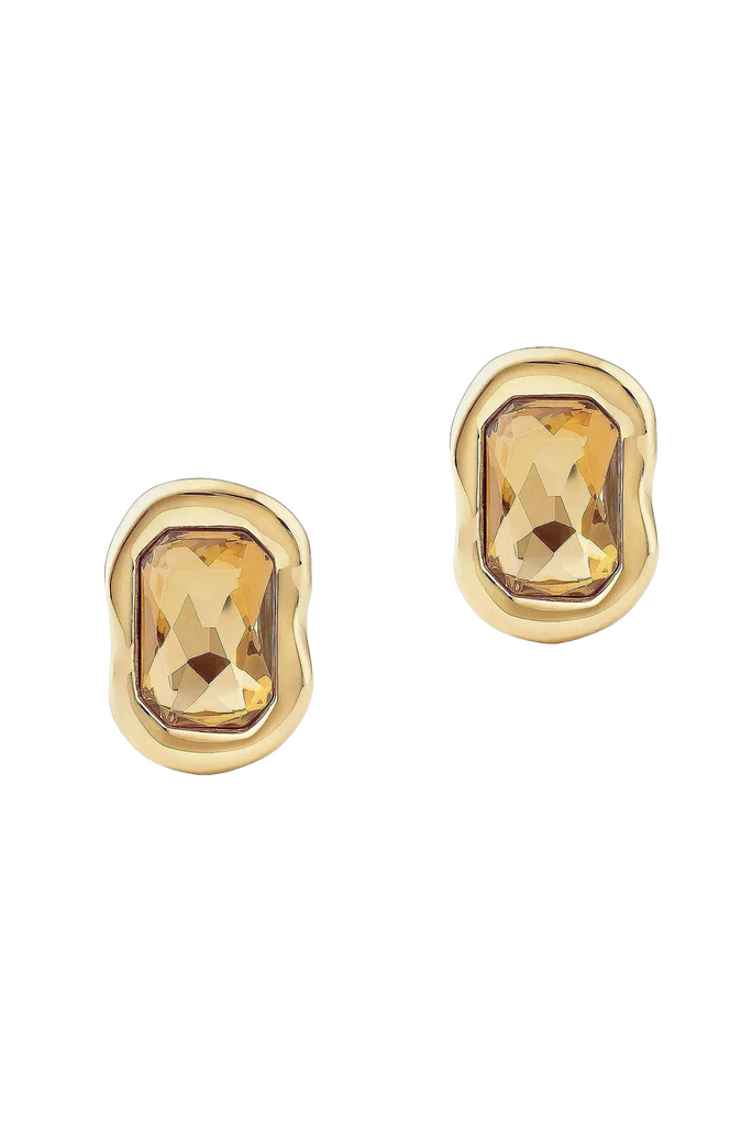 Givenchy Gold Yellow Gemstone Oversized Stud Earrings