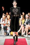 Givenchy Black Velvet Ruffle Sheer Embellished Dress RTW FW2015