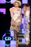 Christian Dior x Galliano White Green Pink Silk Floral Dotted Graphic Print Bustier Top SS2004