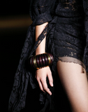Saint Laurent Black Gold Wooden Segment Oversized Link Bracelet