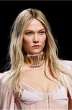 Balmain Gold Clear Lucite Textured Architectural Wide Choker Necklace Runway FW16