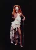 Kimberly Corday White Deconstructed Lace Heart Fur Repurposed Asymmetric Dress