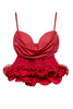 Aniye Records Red Sheer Ruffle Draped Bustier Top + Skirt Dress Set