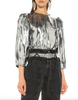 Isabel Marant Bright Silver Metallic Big Shoulder Top