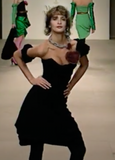 Vivienne Westwood Black One Shoulder Corset Asymmetric Cocktail Dress Gown Gold Label Fall 2000