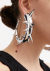 Jordan Luca Silver Metallic Chrome Mirror Thorn Hoop Earrings