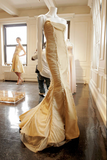 Esteban Cortazar Beige Fish Tail Raw Edged Tulle Hourglass Dress Gown