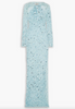 Coperni Blue Sheer Lace Crochet Sequin Cut Out Dress Gown
