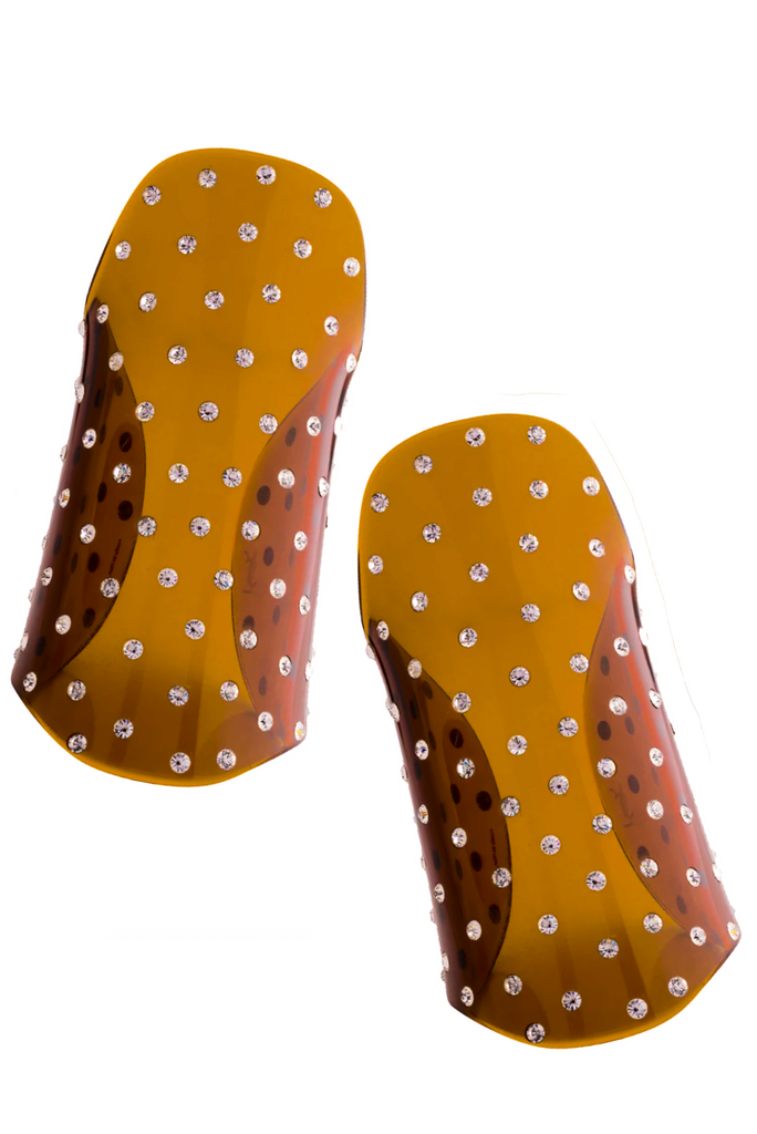 YSL Saint Laurent by Tom Ford Nude Orange Tobacco Lucite Crystal Large Cuff Bracelets Runway Fall 2003