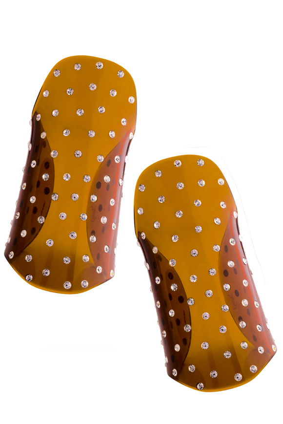 YSL Saint Laurent by Tom Ford Nude Orange Tobacco Lucite Crystal Large Cuff Bracelets Runway Fall 2003