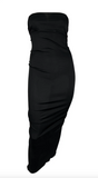 Saint Laurent YSL by Tom Ford Black Silk Jersey Bustier Dress with Gold Hooks 2001