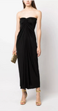 Saint Laurent Black Silk Jersey Stretch Ruched Draped Dress Gown