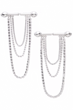 Panconesi Silver Barbell Crystal Fringe Earrings