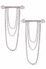 Panconesi Silver Barbell Crystal Fringe Earrings