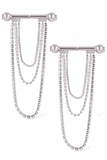 Panconesi Silver Barbell Crystal Fringe Earrings
