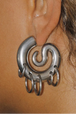 Panconesi Silver Pierced Serpent Swirl Hoop Earrings