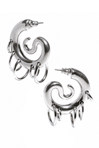 Panconesi Silver Pierced Serpent Swirl Hoop Earrings
