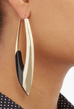 Saint Laurent Gold Black Sculptural Long Hoop Earrings