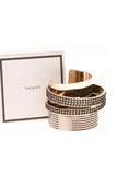 Vionnet Gold Sculptural Textured 3D Cuff Bracelet with Black Diamonds