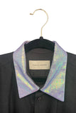Shaun Samson Black Button-Up Shirt with Iridescent Collar