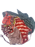 Vintage Patchwork Floral Graphic Halter Neck Silk Scarf Top Dress