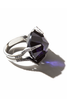 Vintage Silver Crystal Purple Gem Stone Mugler Style Ring