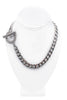 Vintage Silver Metal Curb Chain with Crystal Circle & Bar Closure Necklace